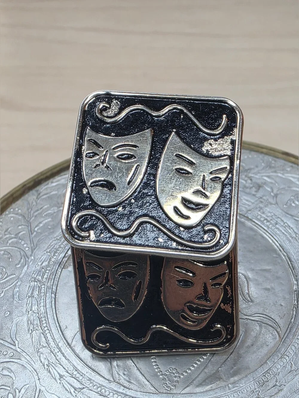 Cufflinks Theater Thespian Vintage Black & Gold/Silver Formal/Wedding/Costume